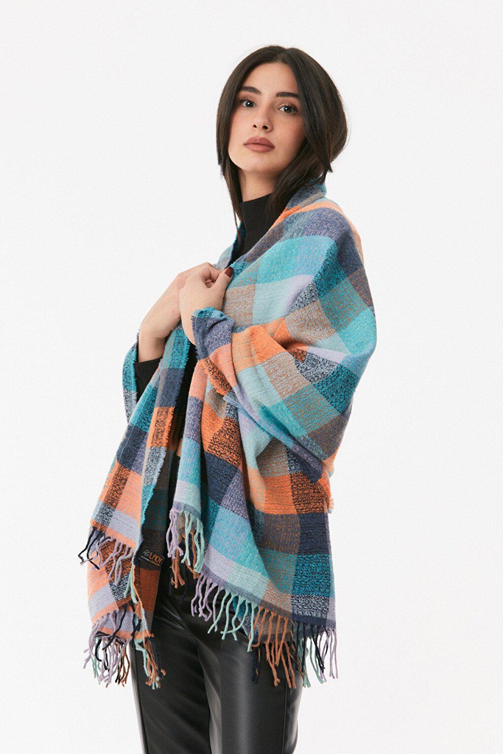 Plaid Patterned Soft Textured Shawl