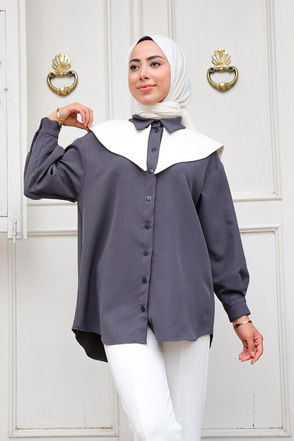 Removable Sailor Collar Shirt Smoked