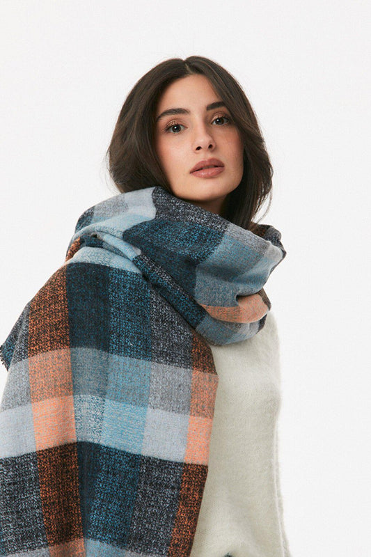 Plaid Patterned Soft Textured Shawl