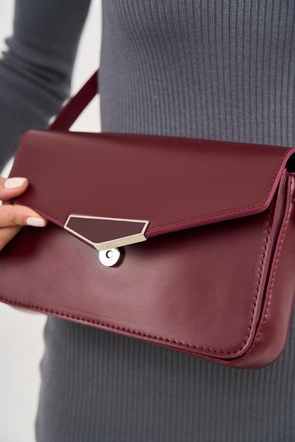 Women's Bag with Hard Envelope Cover - Claret Red