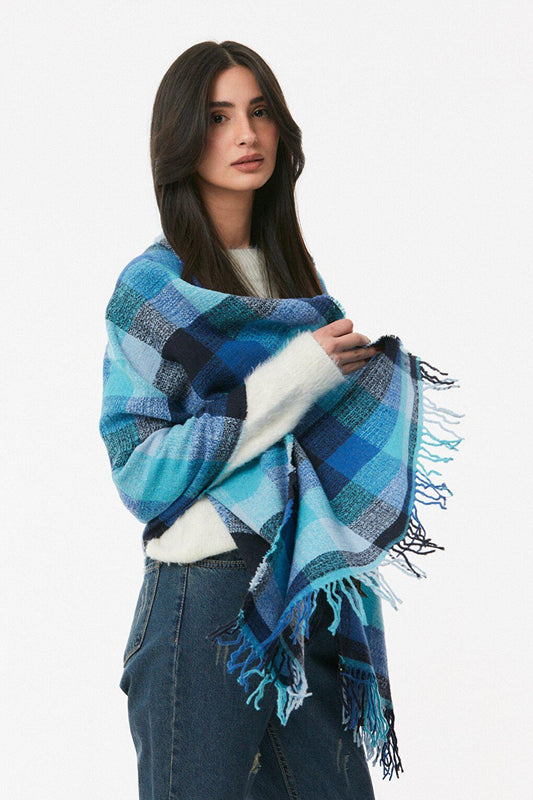 Plaid Patterned Soft Textured Shawl