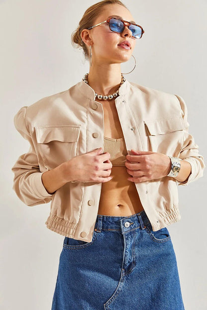 Women's Double Pocket Bomber Jacket