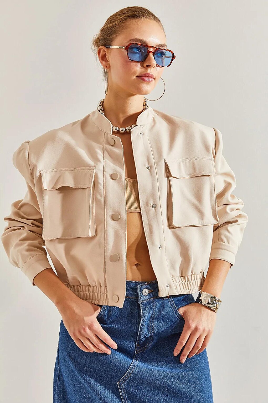 Women's Double Pocket Bomber Jacket