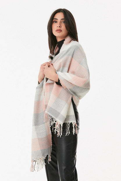 Plaid Patterned Soft Textured Shawl