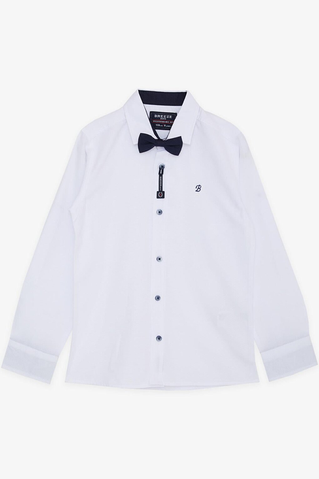 Boy's Shirt White with Bow Tie (Ages 8-12)