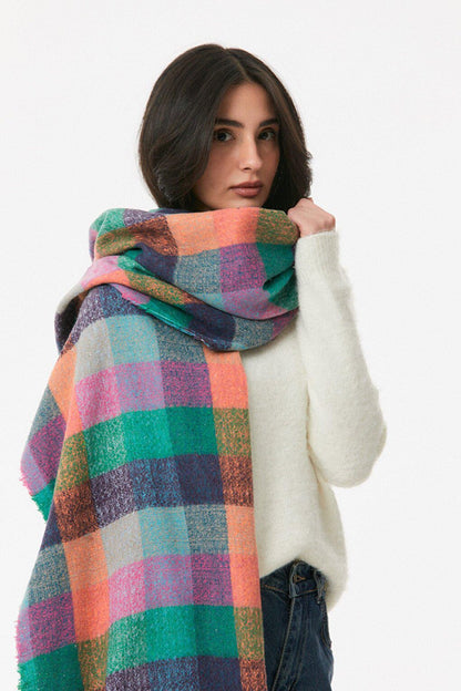 Plaid Patterned Soft Textured Shawl