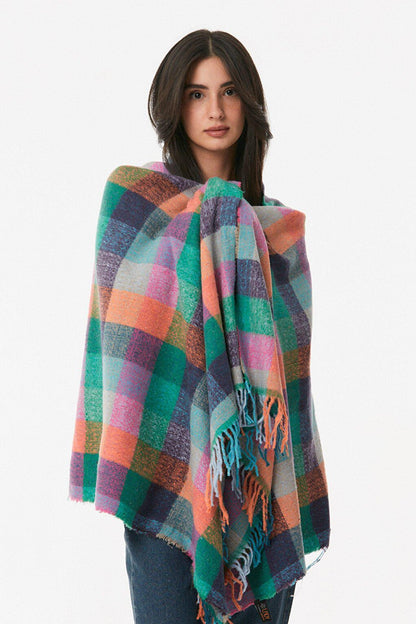 Plaid Patterned Soft Textured Shawl