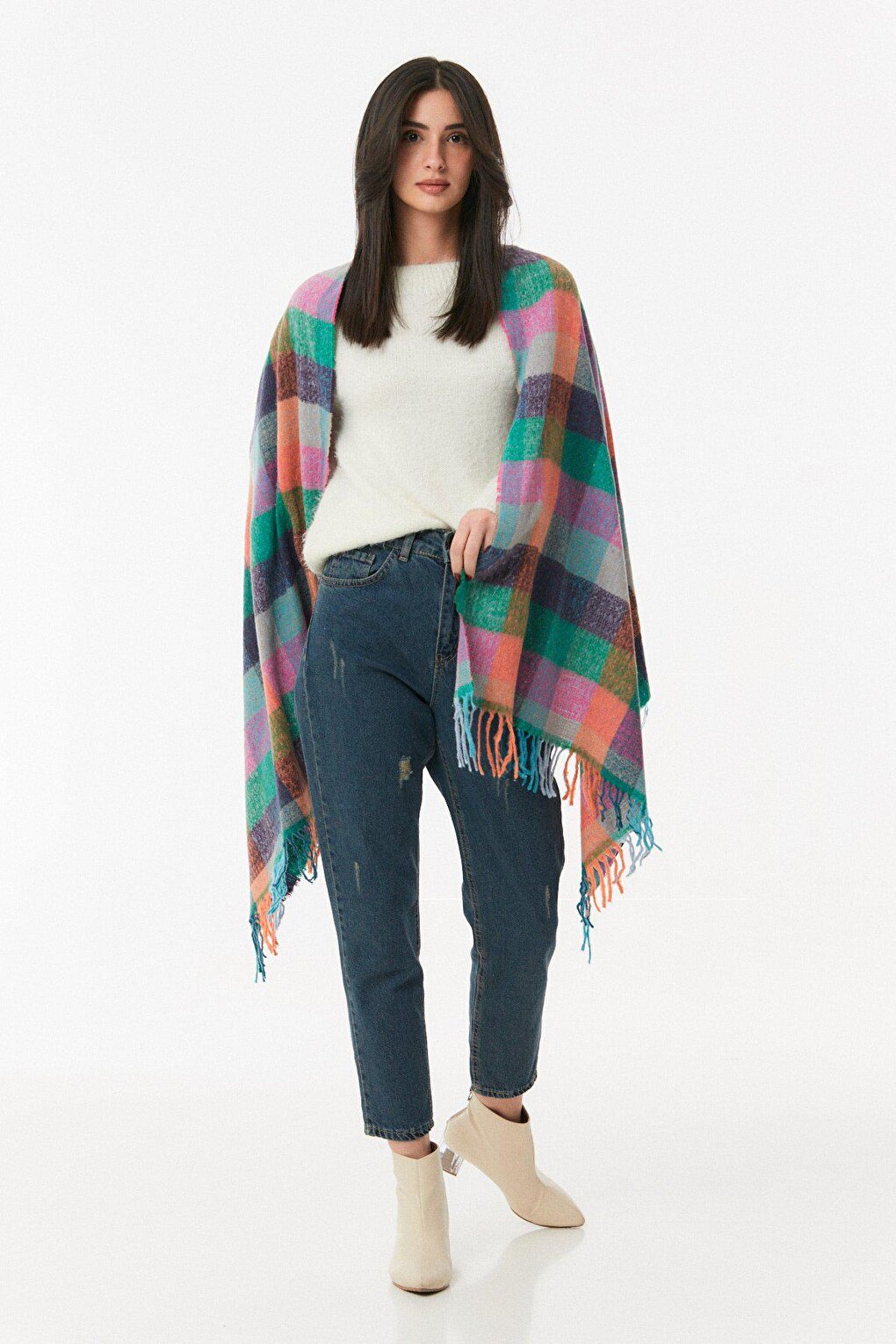 Plaid Patterned Soft Textured Shawl