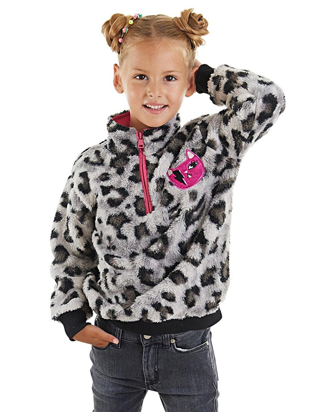 Leopard Girl's Plush Sweatshirt