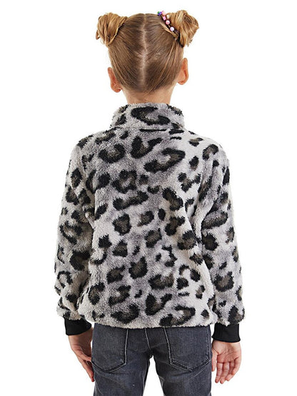 Leopard Girl's Plush Sweatshirt