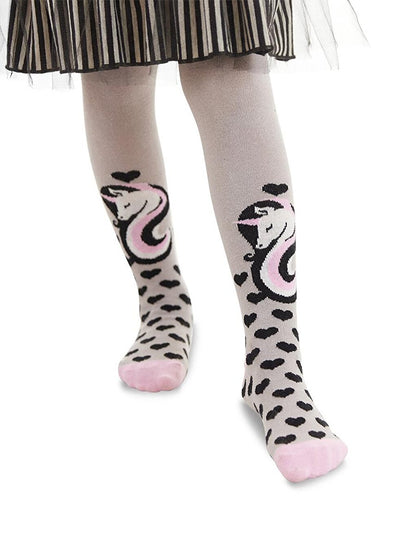 Unicorn Gray Pink Girls Pantyhose