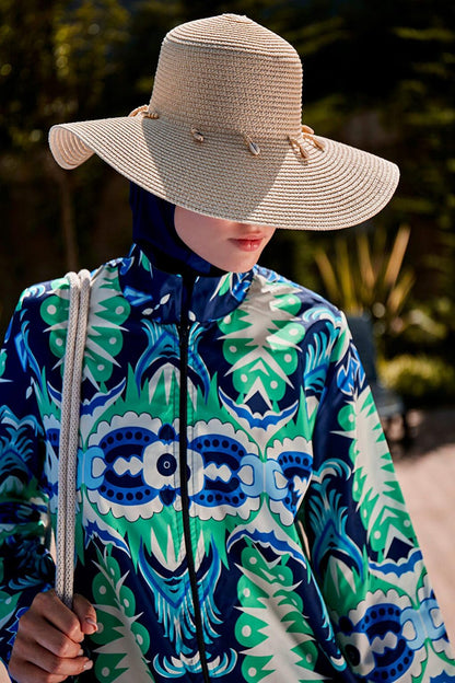 Seashell Beige Wide Straw Hat 142321