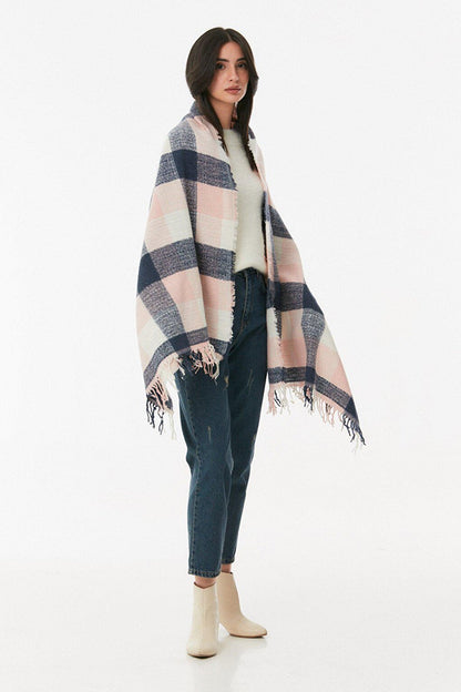 Plaid Patterned Soft Textured Shawl