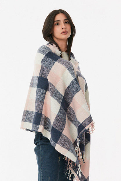 Plaid Patterned Soft Textured Shawl