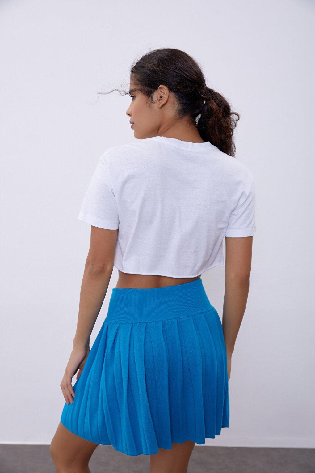 Turquoise Pleated Mini Skirt SWS4017TUR