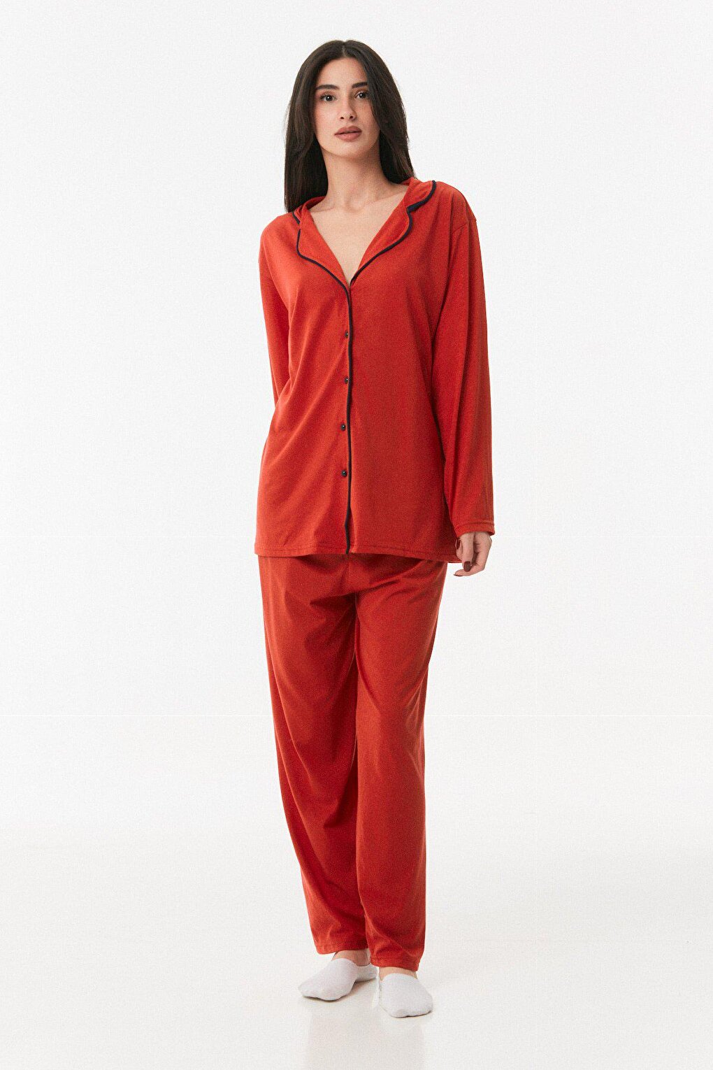 Basic Shirt Collar Pajama Set