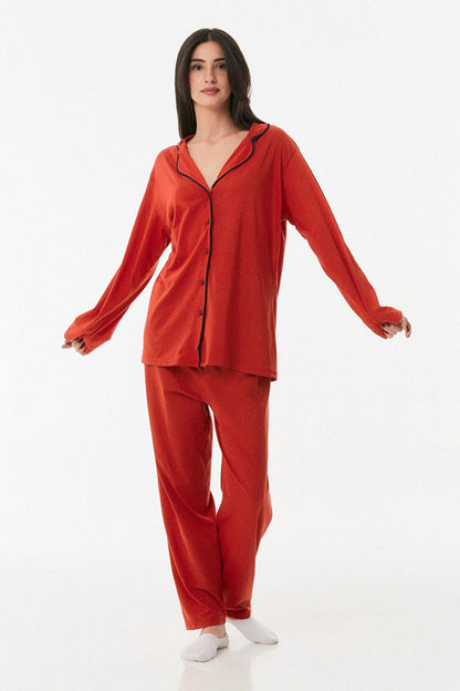 Basic Shirt Collar Pajama Set