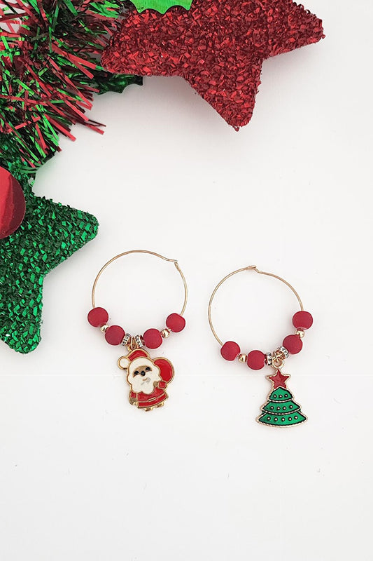 Christmas Santa Clause Charm Multi-Purpose Earring Set 2 Pack