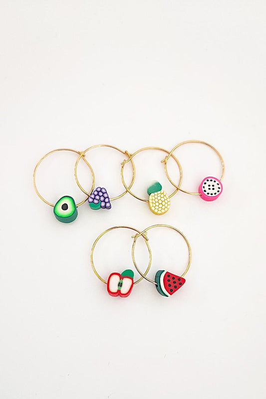 Multi-Purpose Earring Set with Fruit Charm 6-Pack