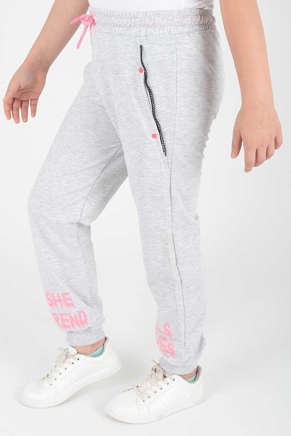 Kids Girls Trend Printed Sweatpants Pocket Lace Up Elastic Slim Leg Sweatpants Ak722422