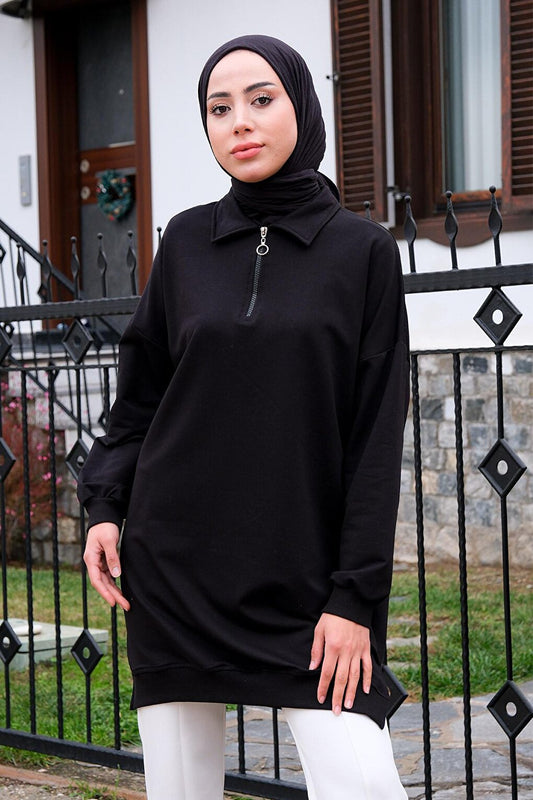 Polo Neck Sweat Black