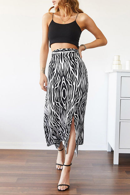 Zebra Pattern Slit Skirt 0YXK7-43528-02