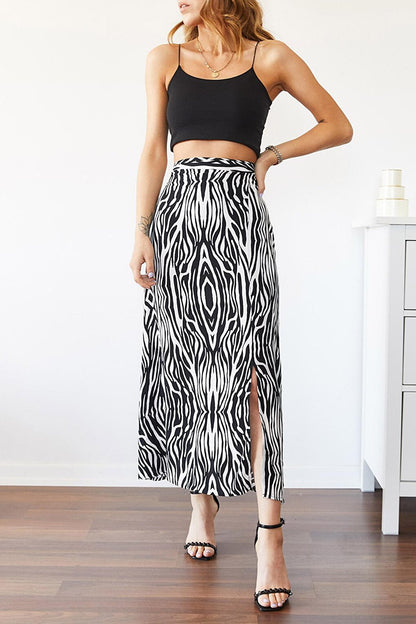 Zebra Pattern Slit Skirt 0YXK7-43528-02