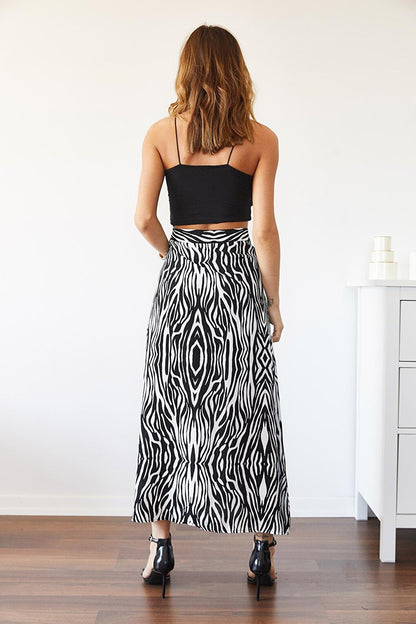 Zebra Pattern Slit Skirt 0YXK7-43528-02