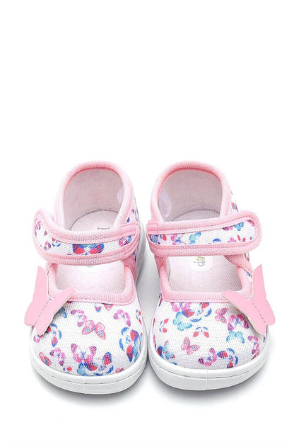 Butterfly Patterned Linen Children's Shoes-PINK-F-4007