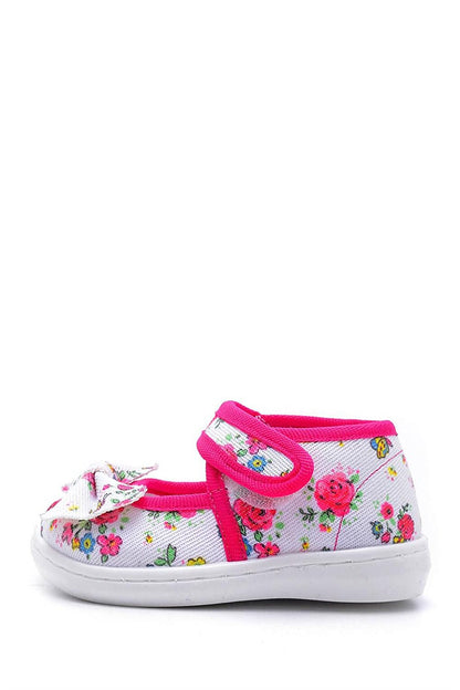 Fuchsia Bowknot Kids Linen Shoes-F-472