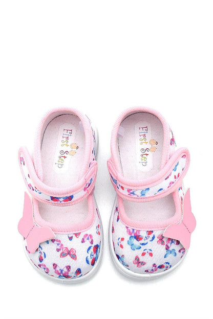 Butterfly Patterned Linen Children's Shoes-PINK-F-4007