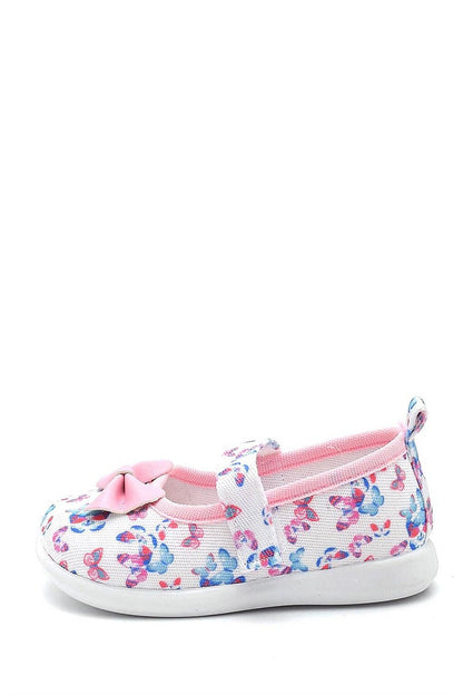 Ribbon Butterfly Patterned Linen Children's Shoes-PINK-F-4006