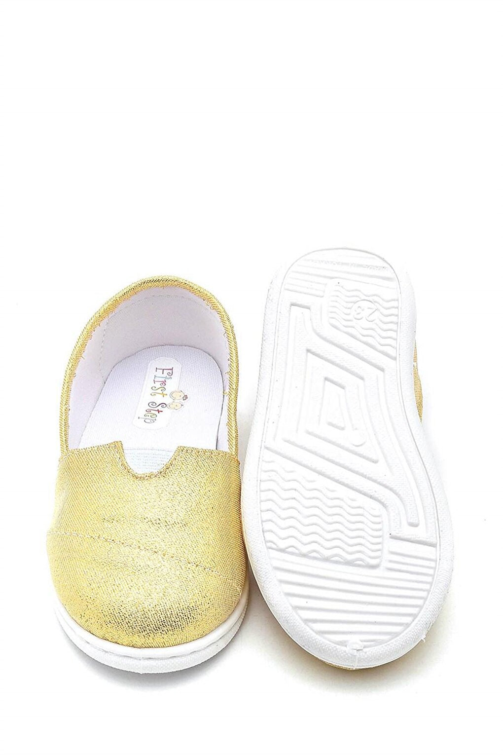 Sequin Toms Kids Linen Ballerina Shoes-YELLOW-F-487