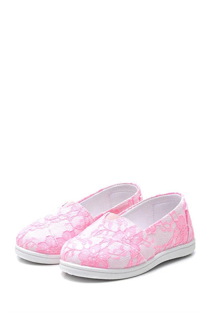 Lacy Children's Linen Ballerina Shoes-PINK-F-4001