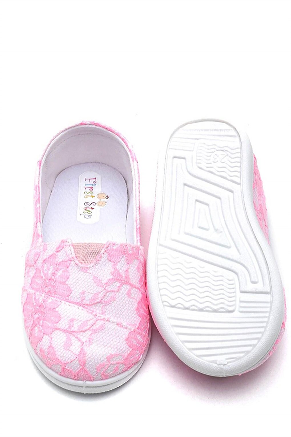 Lacy Children's Linen Ballerina Shoes-PINK-F-4001