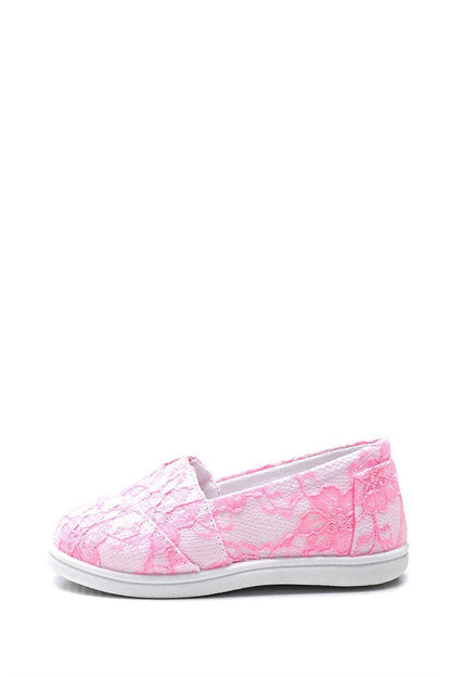 Lacy Children's Linen Ballerina Shoes-PINK-F-4001