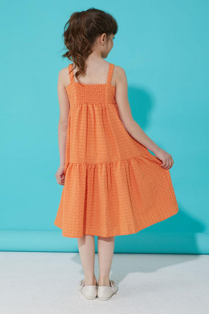 Orange Patterned Girl's Strappy Dress 15299