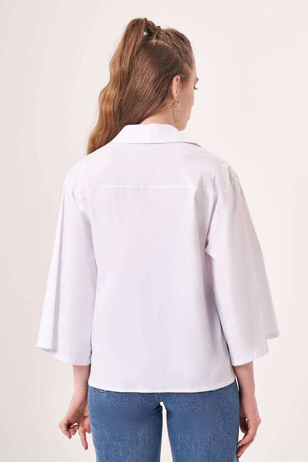 Poplin White Shirt with Short Pockets