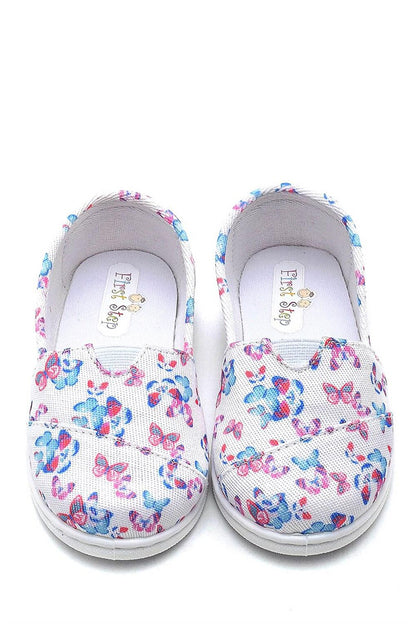 Butterfly Patterned Children's Linen Ballerina Shoes-F-488