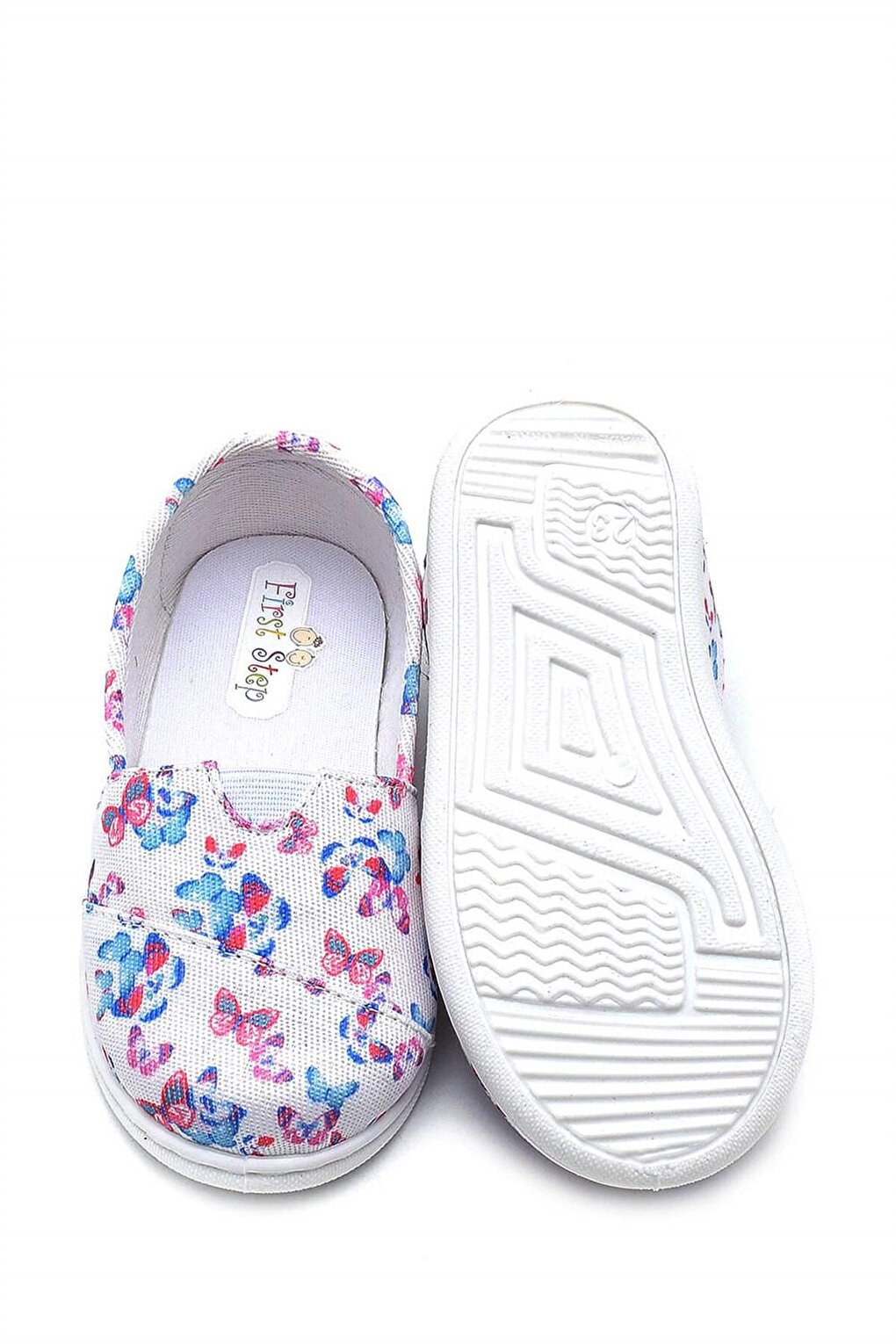 Butterfly Patterned Children's Linen Ballerina Shoes-F-488