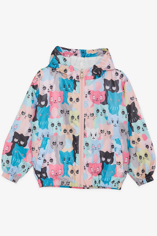 Girl's Raincoat Cute Kitten Patterned Mixed Color (Age 1-6)