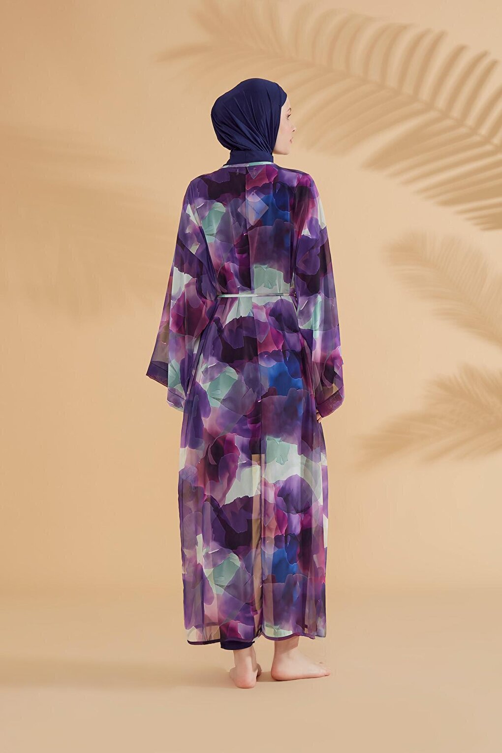 Batik Patterned Purple Kimono Kaftan P2338