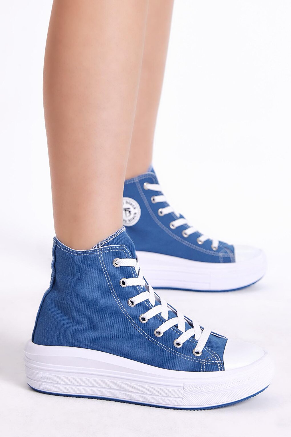 Women's Navy Blue Comfortable Mold Thick Sole Long Sneakers