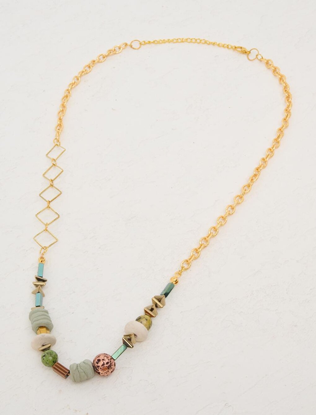 Green Natural Stone Figured Necklace