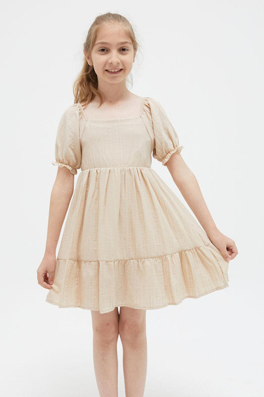 Cream Girl's Shoulder Strap Dress 15416