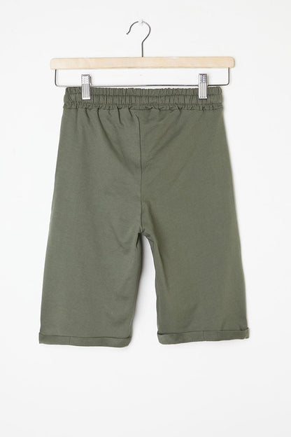 Boy's Khaki Elastic Waist Straight Shorts 16260