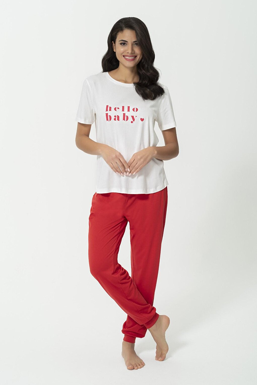 4-Piece Hello Baby Mama to Be Printed Maternity Pajama Set