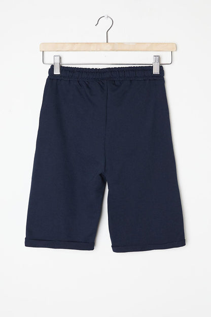 Boy's Navy Blue Elastic Waist Straight Shorts 16259