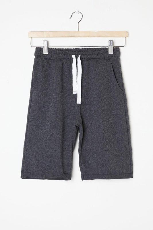 Boy's Dark Gray Elastic Waist Straight Shorts 16258