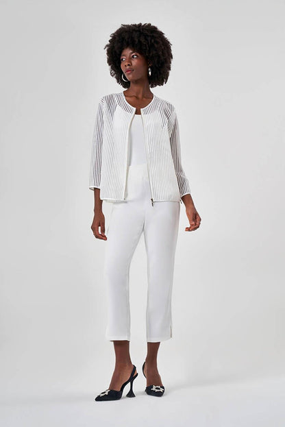 Mesh Textured White Jacket